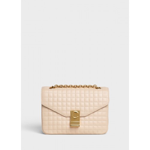 CELINE MEDIUM C BAG IN BICOLOUR QUILTED CALFSKIN CL87253 cream