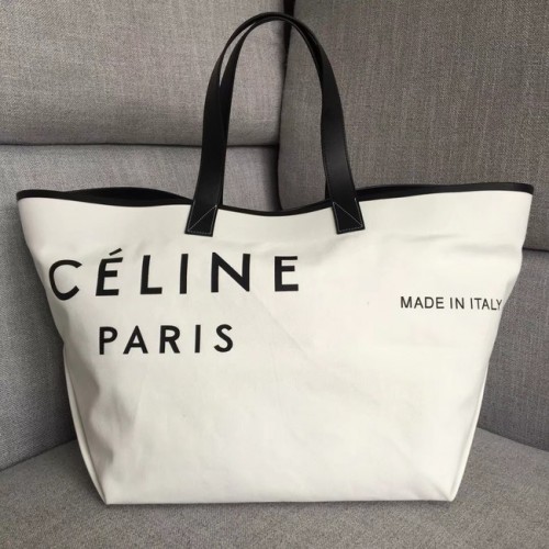 CELINE MEDIUM MADE IN TOTE IN TEXTILE 83180 WHITE BLACK
