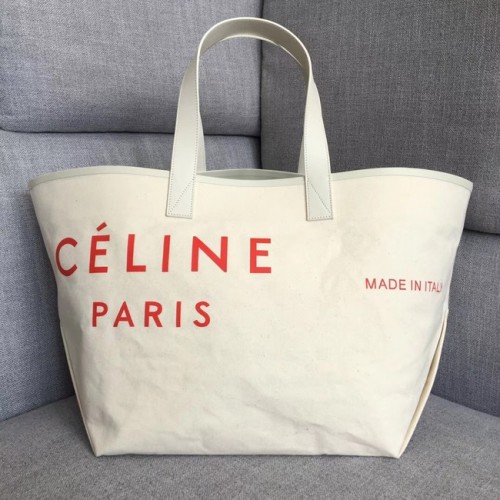 CELINE MEDIUM MADE IN TOTE IN TEXTILE 83180 WHITE RED