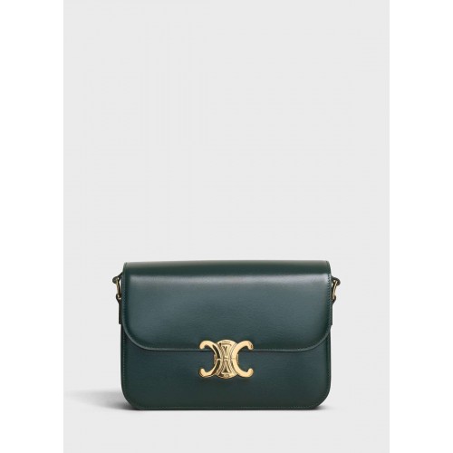 CELINE MEDIUM TRIOMPHE BAG IN SHINY CALFSKIN CL87363 GREEN