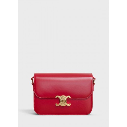 CELINE MEDIUM TRIOMPHE BAG IN SHINY CALFSKIN CL87363 RED