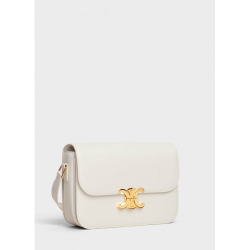CELINE MEDIUM TRIOMPHE BAG IN SHINY CALFSKIN CL87363 WHITE