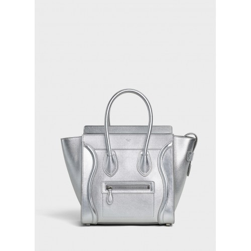 CELINE MICRO LUGGAGE HANDBAG IN LAMINATED LAMBSKIN 189793 SILouis VuittonER