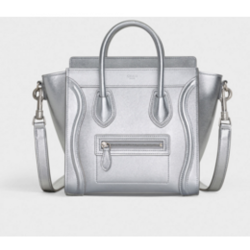 CELINE NANO LUGGAGE BAG IN LAMINATED LAMBSKIN 189243 SILouis VuittonER