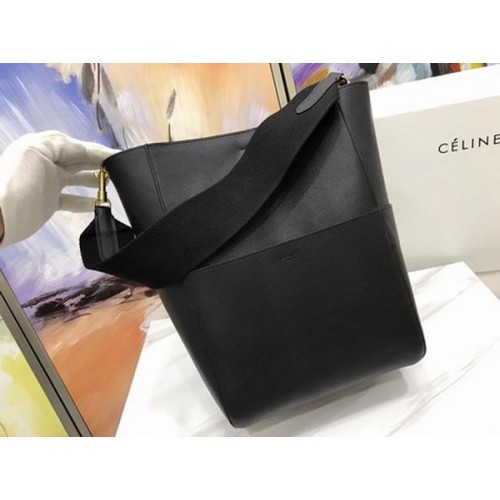 CELINE Sangle Seau Bag in Calfskin Leather C3369 Black