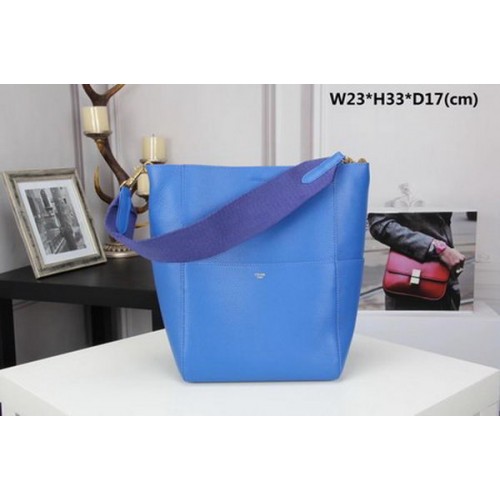 CELINE Sangle Seau Bag in Calfskin Leather C3369 Blue