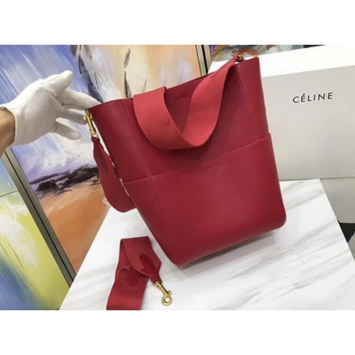 CELINE Sangle Seau Bag in Calfskin Leather C3369 Red