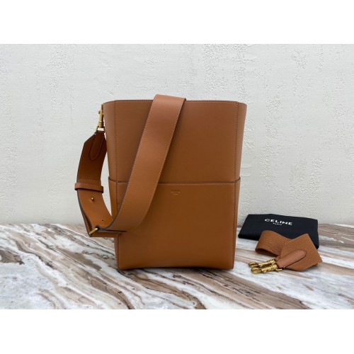 CELINE Sangle Seau Bag in Smooth Leather C3371-2 Brown