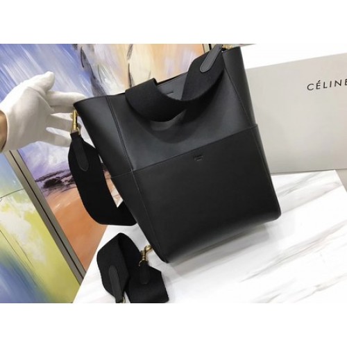 CELINE Sangle Seau Bag in Smooth Leather C3371 Black