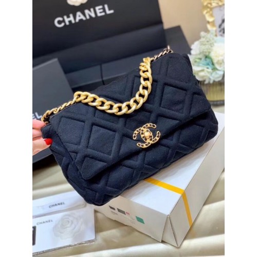 CHANEL 19 Flap Bag AS1160 AS1161 AS1162 Black