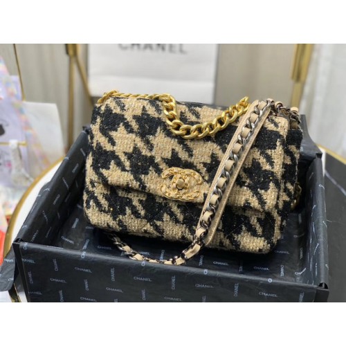 CHANEL 19 Flap Bag AS1160 Black&apricot