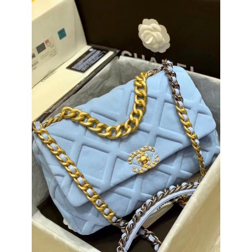CHANEL 19 Flap Bag AS1160 AS1161 AS1162 light blue