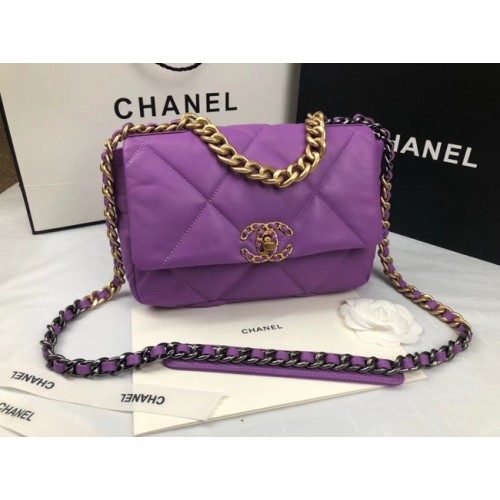 CHANEL 19 Flap Bag AS1160 purple