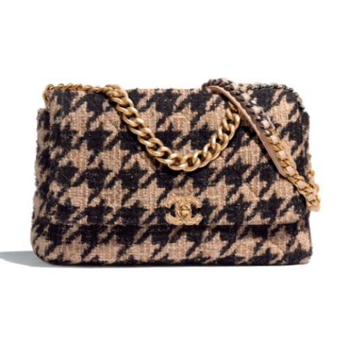 CHANEL 19 Flap Bag AS1162 apricot&black