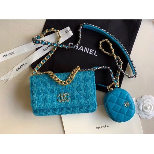 CHANEL 19 Flap Bag WOC 33817 blue