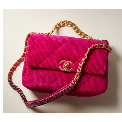 CHANEL 19 HANDBAG Corduroy AS1160&AS1161 Fuchsia