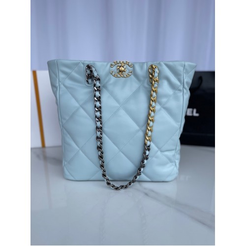 CHANEL 19 SHOPPING BAG AS3519 light blue