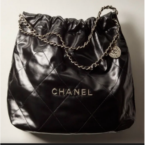CHANEL 22 HANDBAG Calfskin Silver-Tone Metal AS3261 Black