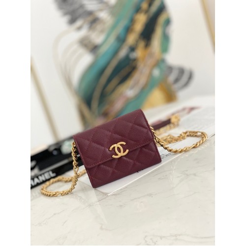 CHANEL CLUTCH WITH CHAIN 81156 Burgundy
