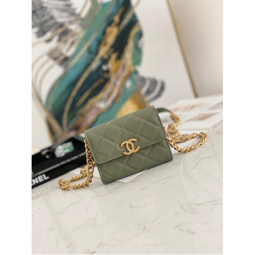 CHANEL CLUTCH WITH CHAIN 81156 GREEN