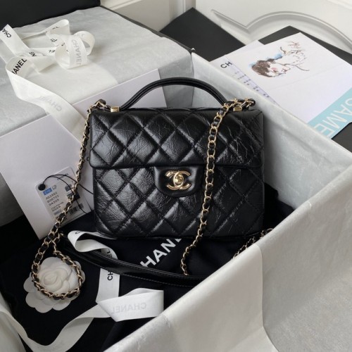 CHANEL Calfskin  Flap Shoulder Bag AS2892 black