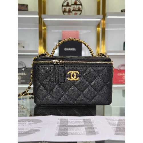 CHANEL HANDBAG Grained Calfskin&Gold-Tone Metal AP2805 black