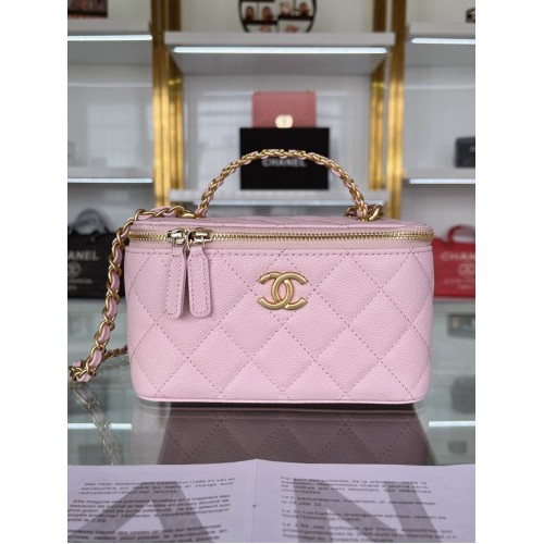 CHANEL HANDBAG Grained Calfskin&Gold-Tone Metal AP2805 pink