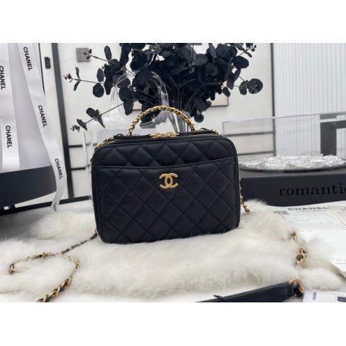 CHANEL HANDBAG Grained Calfskin&Gold-Tone Metal AP3222 black
