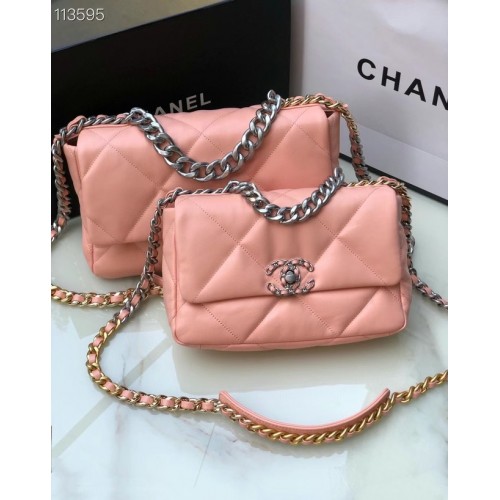 CHANEL Lambskin 19 Flap Bag AS1160 AS1161 light pink