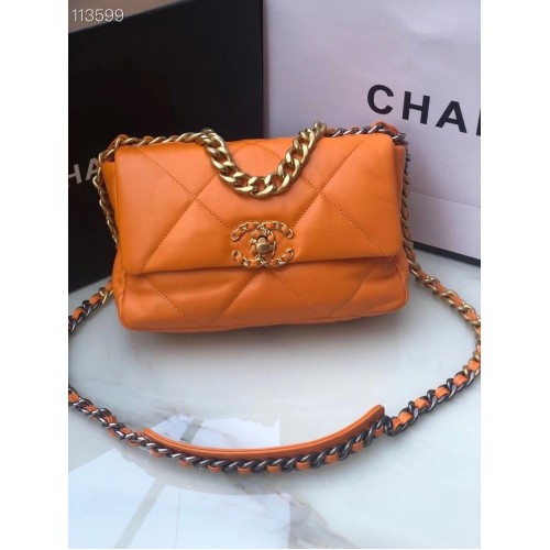 CHANEL Lambskin 19 Flap Bag AS1160 orange