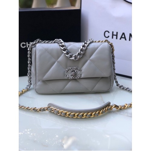 CHANEL Lambskin 19 Flap Bag AS1160S gray