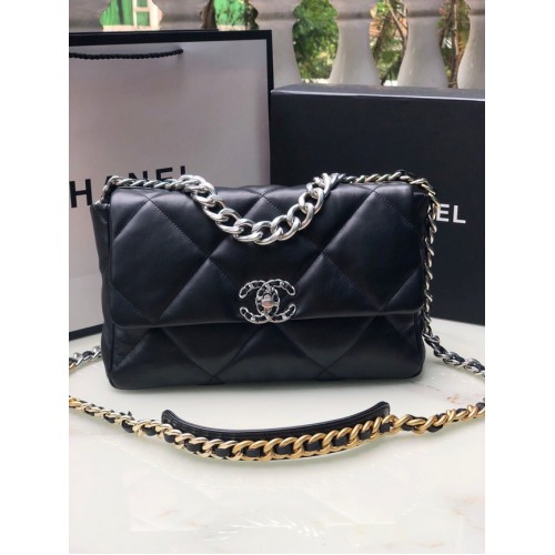 CHANEL Lambskin 19 Flap Bag AS1161 black