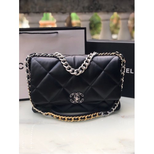 CHANEL Lambskin 19 Flap Bag AS1162 black