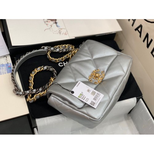 CHANEL Original Lambskin 19 Flap Bag AS1160 AS1161 Silver
