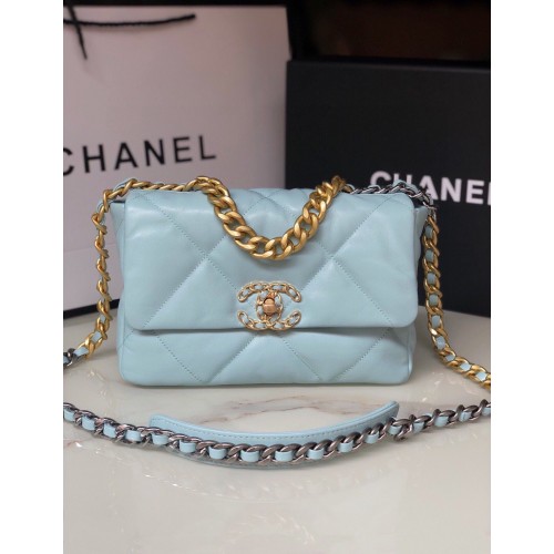 CHANEL Original Lambskin 19 Flap Bag AS1160 AS1161 light Blue