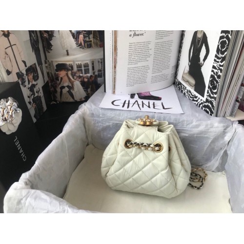 CHANEL Original Leather Rope Bag AS1802 White