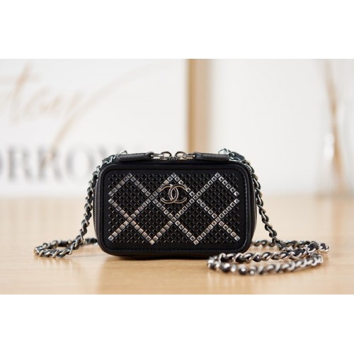 CHANEL SMALL VANITY WITH CHAIN AS2856 black