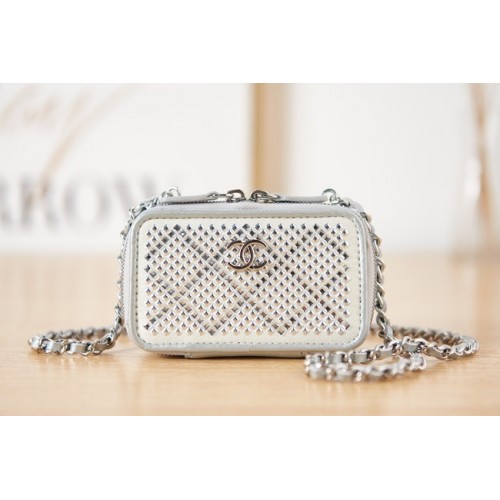 CHANEL SMALL VANITY WITH CHAIN AS2856 silver