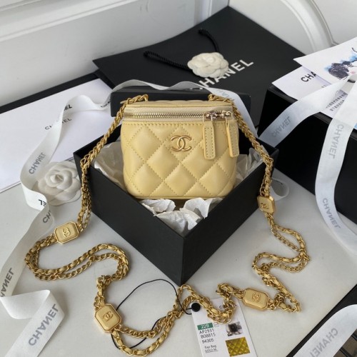 CHANEL SMALL VANITY WITH CHAIN Lambskin Gold-Tone Metal AP2931 light yellow