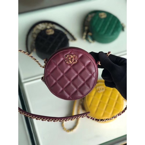 CHANEL Sheepskin Chain packet A0725 Burgundy