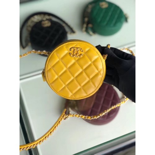 CHANEL Sheepskin Chain packet A0725 yellow