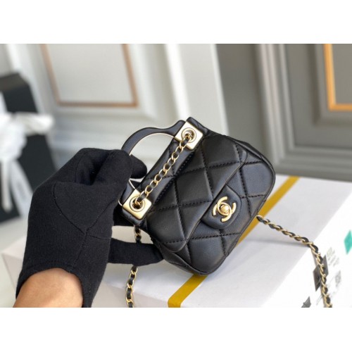 CHANEL Top Handle Micro Mini Wallet On Chain AP2206 Black