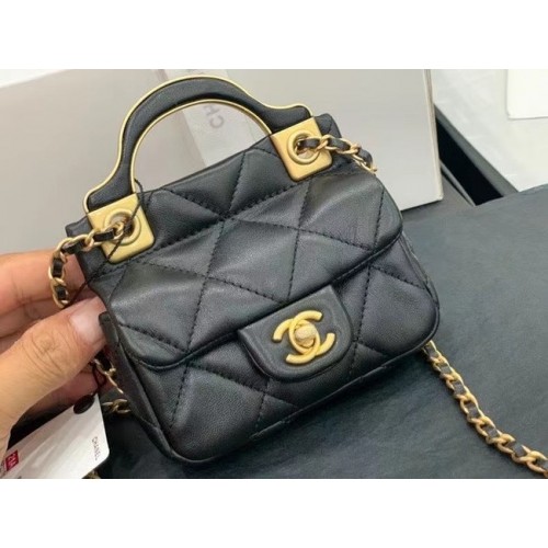 CHANEL Top Handle Micro Mini Wallet On Chain AP2271 Black