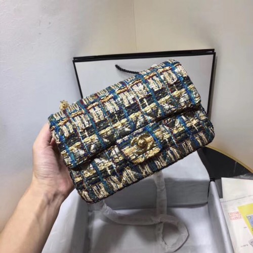 CHANEL Tweed Calfskin -Tone Gold-Tone Metal AS1116 gold