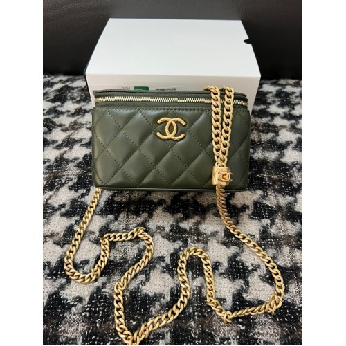 CHANEL VANITY WITH CHAIN 68106 blackish green