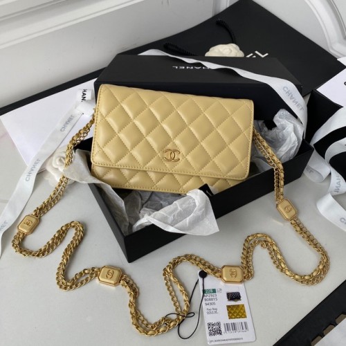 CHANEL WALLET ON CHAIN Lambskin Gold-Tone Metal AP2923 light yellow