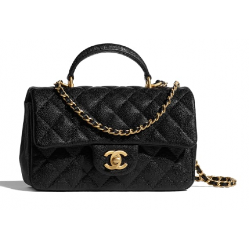 CHANEL mini flap bag with top handle AS2431 black