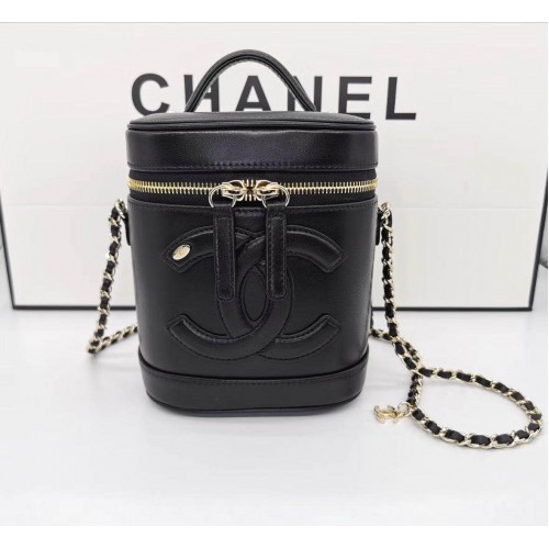 CHANEL vanity case Gold-Tone Metal AS1336 black