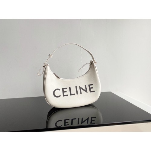 Celine AVA BAG IN TRIOMPHE CANVAS AND CALFSKIN 193952 WHITE