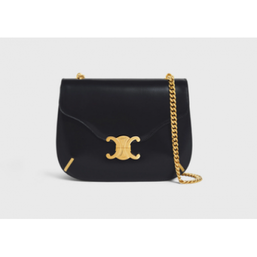 Celine CHAIN BESACE TRIOMPHE IN SHINY CALFSKIN 199273 BLACK